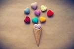 ice cream, ice cream cone, heart