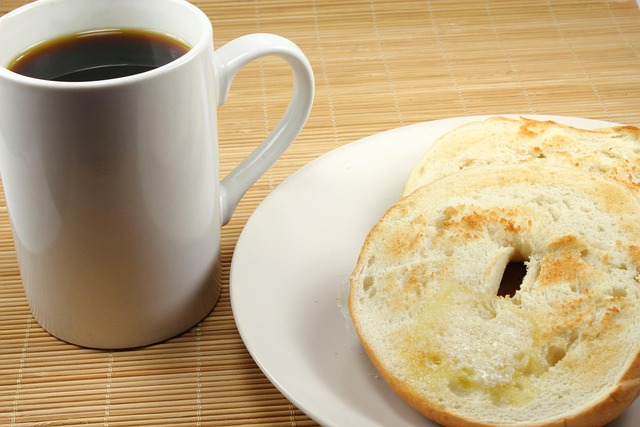 coffee, bagel, breakfast, mug, food, meal, snack, baked, brown breakfast, coffee cup, bagel, bagel, bagel, bagel, bagel