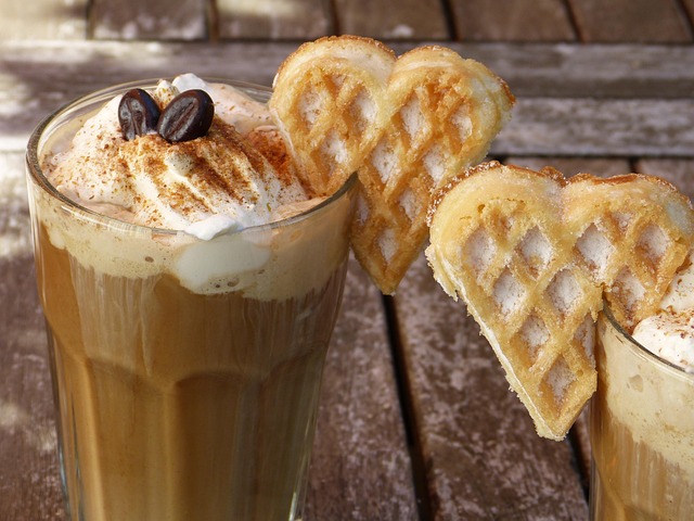 iced coffee, coffee, ice cream, cream, glasses, outdoors, waffle, heart, enjoy, vanilla icecream, drink, enjoyment, nature, cold, summer, cold drink, coffee enjoyment, espresso, break, vacations, vacation, invite, lactose free, sugar, bio, spelt coffee, grain coffee, coffee break, caffeine